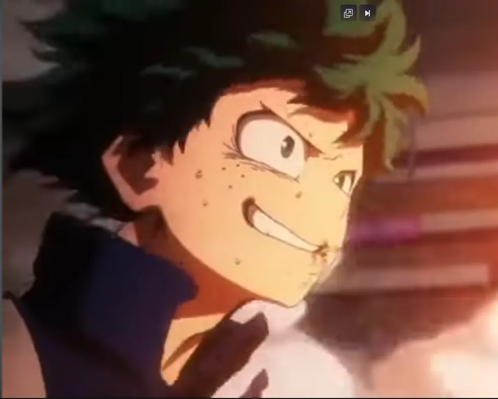 Deku facing Todoroki in an anime scene